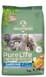 Pure Life for cats STERILIZED - Пълноценна храна за кастрирани котки на възраст над със сардини 1 г., 8кг.