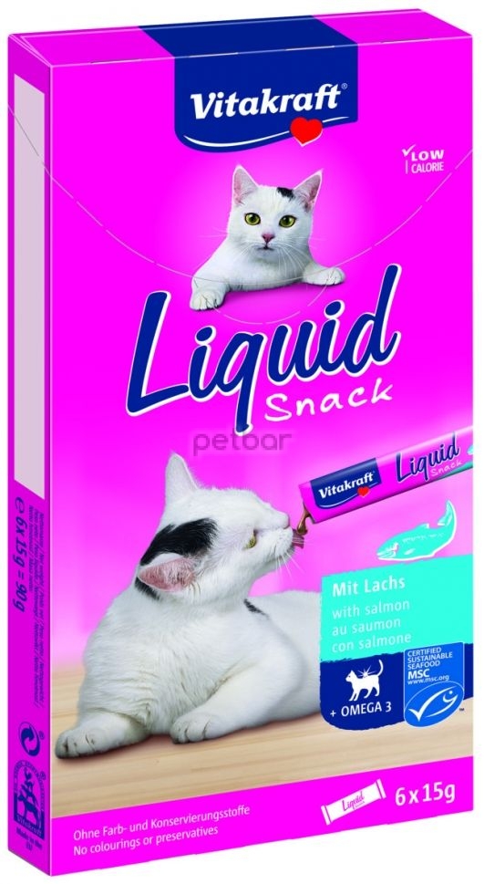 Витакрафт Cat Liquid Snack – течно лакомство за котки със сьомга и Омега-3
