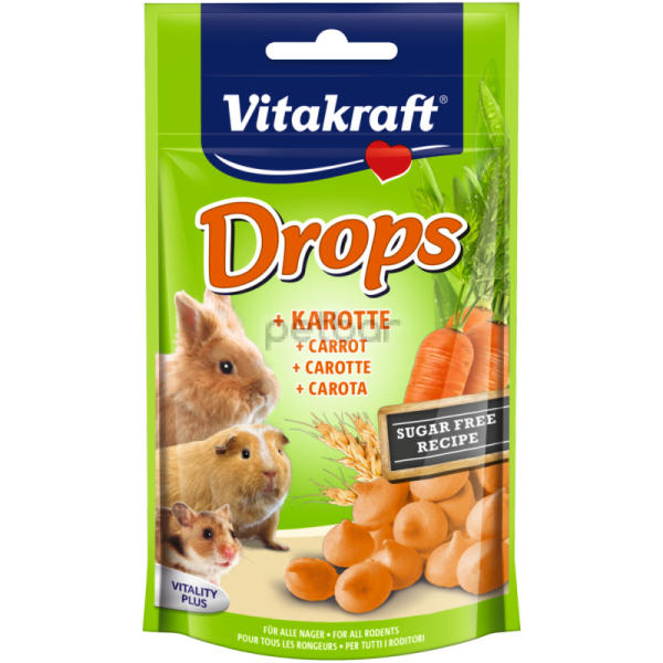 Vitakraft Carrot Drops лакомства за гризачи - бонбони с моркови - 75гр.