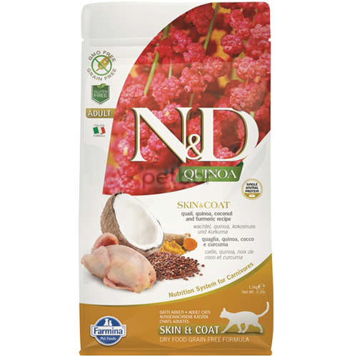  N&D QUINOA SKIN & COAT с пъдпъдъче месо, 1.5 кг.