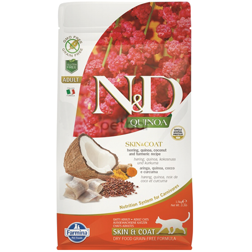 N&D QUINOA SKIN & COAT CAT Herring, 1.5 кг.