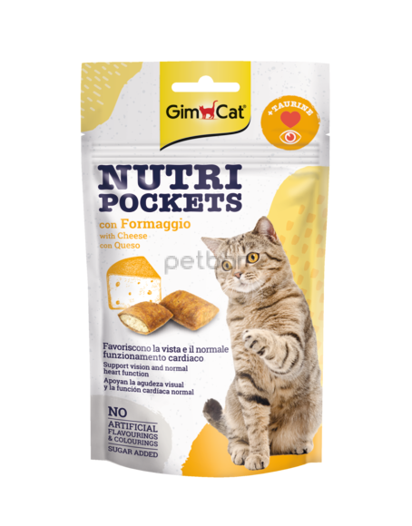 GimCat Nutri Pockets – Хрупкави джобчета със сирене + таурин