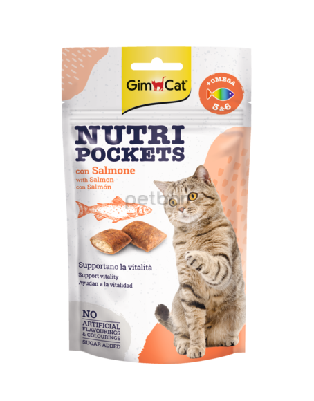 GimCat Nutri Pockets – Хрупкави джобчета със Сьомга + Омега 3 и 6 