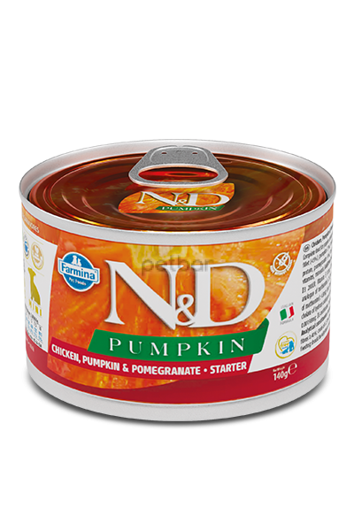 Консерва ND Pumpkin Mini Starter, пиле, тиква и нар, 140 гр.