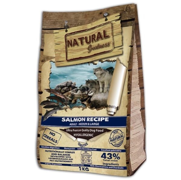 NATURAL Greatness Salmon Recipe Sensitive Adult Medium & Large, 15 кг.