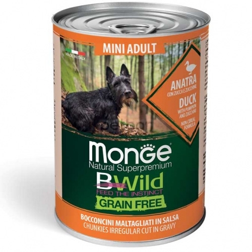 Monge BWILD Mini Adult Grain Free Duck Pumpkin and Zucchini - консерва