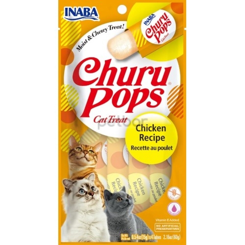 Inaba Churu Pops Chicken - Лакомство за котки финно желе с пиле, 4 бр. в опаковка х 15 гр.