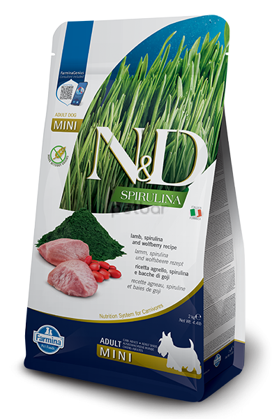 N&D SPIRULINA LAMB ADULT MINI, 2 кг.