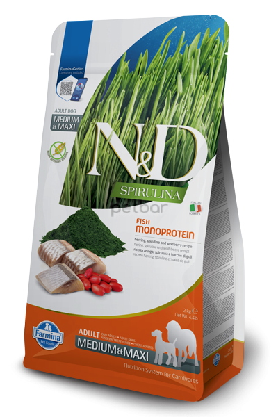 N&D SPIRULINA HERRING ADULT MED/MAXI 7 KG