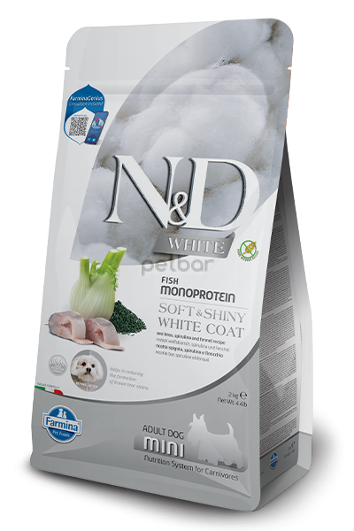 N&D WHITE DOG SEA BASS, SPIRULINA & FENNEL ADULT MINI 2 KG