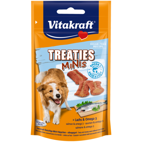 Vitakraft TREATIES MINIS - Сочни хапки със сьомга и омега 3