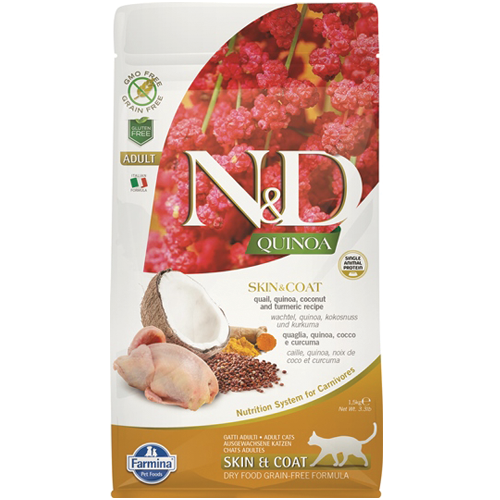  N&D QUINOA SKIN & COAT с пъдпъдъче месо, 1.5 кг.
