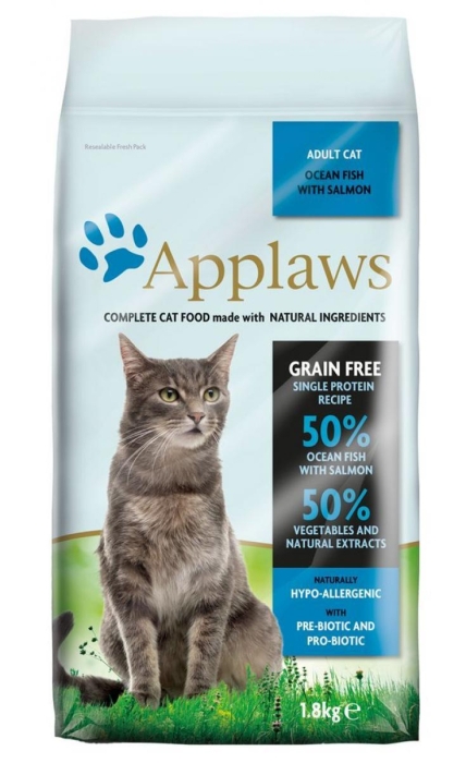 Applaws Adult Cat Ocean Fish with Salmon - Суха храна за котка с 50% океански риби и сьомга, 6 кг.