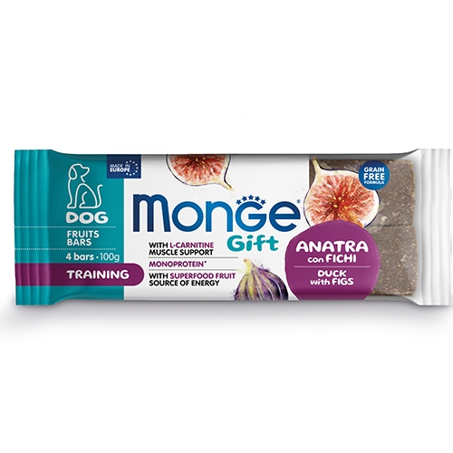 Monge Gift Fruit Bars Training  – Лакомства за кучета за тренировки с патешко и смокини, 0.100 кг.