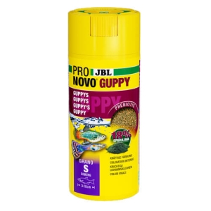 JBL PRONOVO GUPPY GRANO S 100ml - Храна на гранули за гупи и други живораждащи риби с дължина 3 – 10 cm.